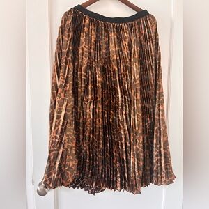 J. Crew Leopard-Print Pleated Silk Midi Skirt - Brown/Black